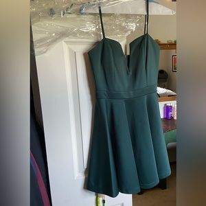 Women’s green v-neck satin dress